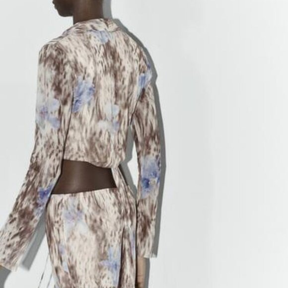ZARA Printed tulle crossover top SIZE M 5039/137/049 - Picture 3 of 8